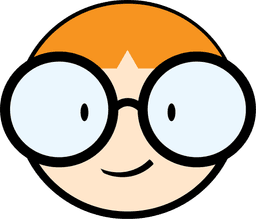 The Betis Apps mascot: a smiling face with orange hair and big round glasses