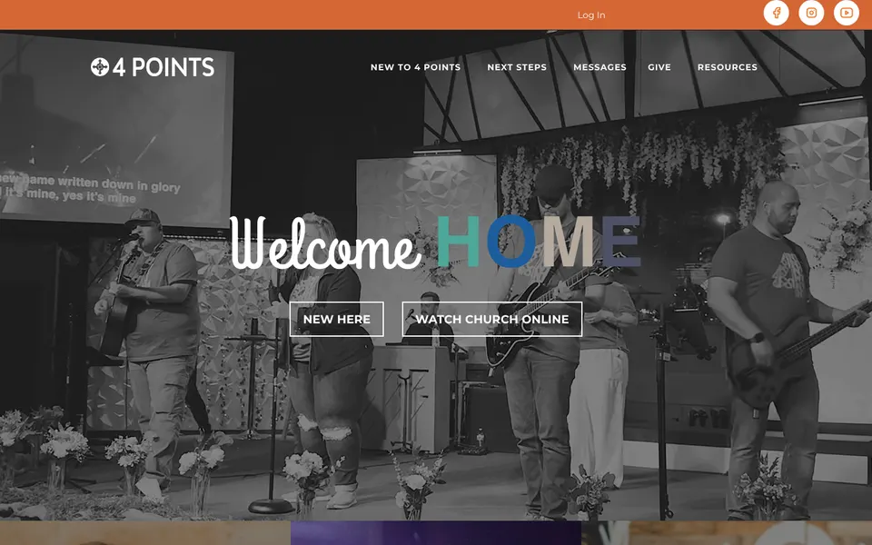 Screenshot of the 4 Points Church website